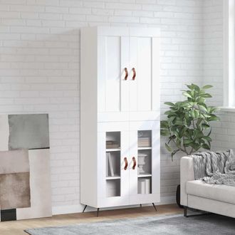 vidaXL Vidaxl - Aparador Alto Madera Contrachapada Blanco 69,5x34x180 Cm