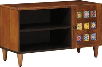 vidaXL Mueble De Tv Nogal 80 X 33 X 46 Cm Madera De Mango Maciza Vidaxl