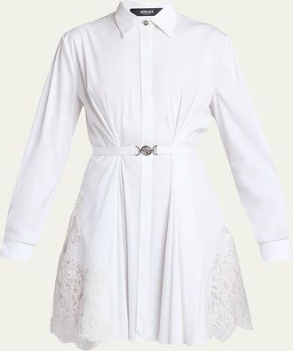 Versace Belted Long-Sleeve Mini Shirtdress