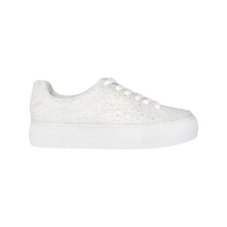 Betsey Johnson Womens Sidny Rhinestone Sneakers In Pearl