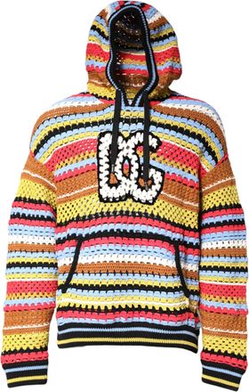 Dolce & Gabbana Mens Crochet Knit Hooded Sweater - Orange Cotton - Size EU 50 (Mens)