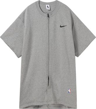 Nike Mens Nike NRG Ti Warm Up Top x Fear of God FOG Gray Zipper Short Sleeve Tops Dark Grey Heather Black AR0629-063