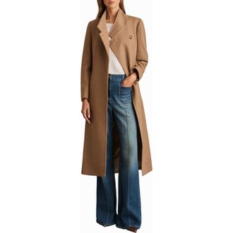 Reiss Mollie Long Coat in Light Camel at Nordstrom Rack, Size 14 Us / 18 Uk