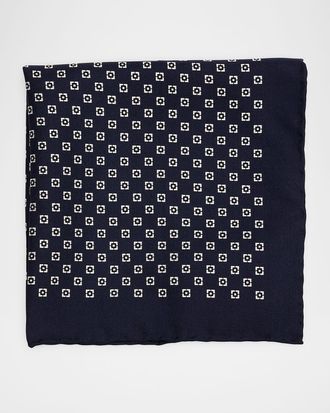 Brunello Cucinelli Mens Geometric Silk Pocket Square