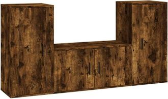 vidaXL Vidaxl - Set De Muebles De Tv 3 Pzas Madera Contrachapada Roble Ahumado