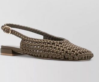 Stuart Weitzman marina flat slingback mules woven design