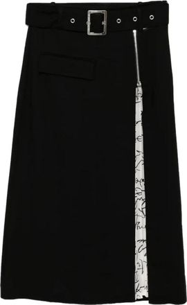 Karl Lagerfeld Rok met plooien - Dames - Midirokken - Zwart - S - Polyester - Rokken