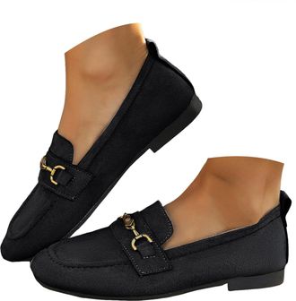 Generic Loafers for Women Business Casual Shoes Lightweight Loafer Slip On Work Flats Womens Wide Loafers Dressy Cute Ladies Flat Walking Shoes Low Top Round 