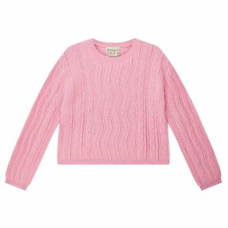 JUMPER 1234 Womens Raw Cut Cable Crew Sweater In Rosebloom