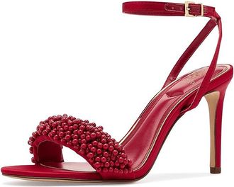 Vince Camuto Arleem Beaded Band Ankle Strap High Heel Sandals Womens Sandals Flame : 9.5 M, Synthetic