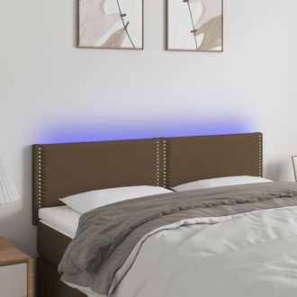vidaXL Cabecero Con Led De Tela Marr&oacute;n Oscuro 144x5x78/88 Cm Vidaxl