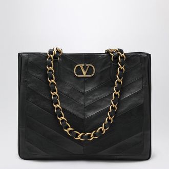 Valentino Garavani Black Laseine Shopping Bag