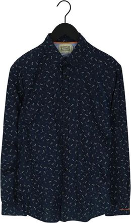 Scotch & Soda Slim Fit Poplin overhemd met print - Heren - Casual Overhemden - Blauw - S - Katoen - Overhemden