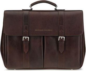 Brunello Cucinelli Bordeaux Calf Leather Bos Taurus Luggage And Mens Travel