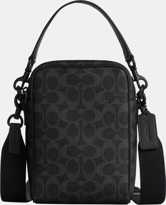 Coach Mens Tristan Crossbody Bag 14 In Signature Canvas - Black - One Size
