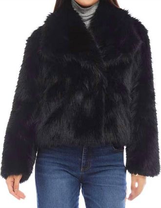 Karen Kane Flanna Faux Fur Coat In Black