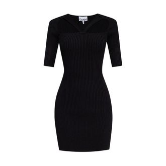 Ganni Jurk met Cut-Outs - Dames - Korte kleedjes - Zwart - XS - Kleedjes