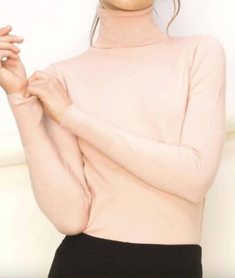 Double Zero Turtleneck Sweater Top In Blush