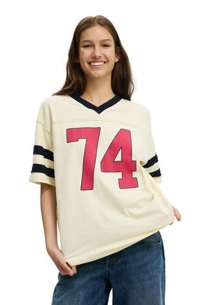 Cotton On V Neck Oversized Graphic Tee in 74 Creme Fraiche at Nordstrom, Size Xx-Small