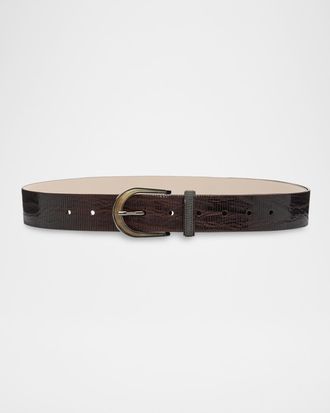 Brunello Cucinelli Lizard-Effect Leather Belt