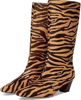 Loeffler Randall Cleo Kicked Heel Calf Boot Womens Boots Zebra : 6.5 B - Medium, Suede