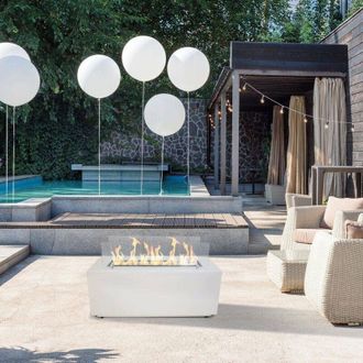 Dmora Dmora - Chimenea De Bioetanol Arena, Chimenea Ecol&oacute;gica, Hogar Sin Humo, Calefactor De Etanol, Made In Italy, 40x100 H40 Cm, Blanco