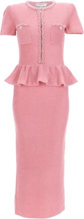 Self Portrait Midi Dress With Peplum And Beading