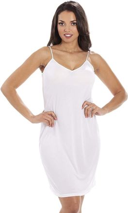 Camille Womens Knee Length Full Slip Chemise 20 White
