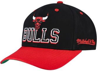 Mitchell & Ness Mens Mitchell & Ness Black/Red Chicago Bulls Backside Script 2-Tone Pro Crown Adjustable Hat at Nordstrom