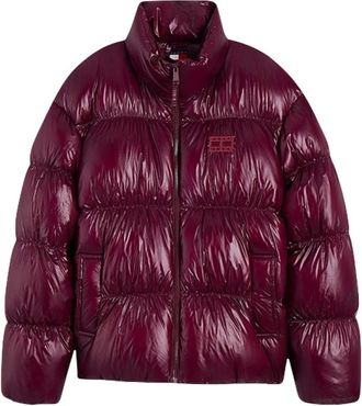 Tommy Jeans Glanzende Down Ripstop Relaxed Puffer Jas - Dames - Jassen - Rood - Maat: 2XS Nylon