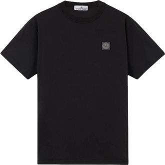 Stone Island Minimalistisch Kompass Logo T-Shirt - Heren - T-shirts - Zwart - L - Katoen - Tops