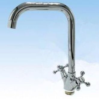 Trade Shop Trade Shop - Rubinetto Miscelatore Per Lavello Cucina A Canna Alta Bicomando A Croce A Vite