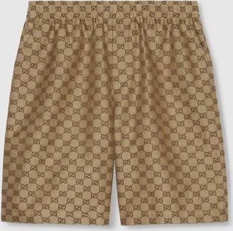 Gucci GG Supreme Linen Shorts, Size 42, Brown, Ready-to-wear