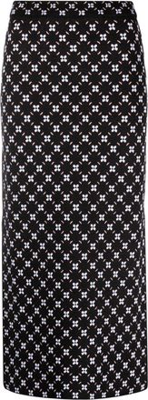 Lanvin jacquard knitted skirt - women - Linen/Flax/Viscose/Polyamide/Silk - M - Black