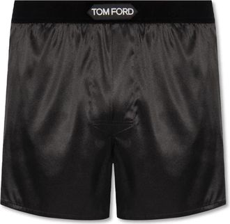 Tom Ford Zijden boxershorts met logo - Heren - Onderbroek - Zwart - M - Ondergoed
