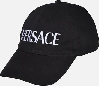 Versace Mens Large Logo Baseball Cap, Black/silver