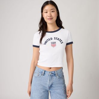 Levi's U. s. Soccer Ringer Tee - Womens - XL - White