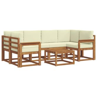 vidaXL Conjunto De Sof&aacute;s De Exterior Con Coj&iacute;n 7 Pcs Natural Y Crema Vidaxl