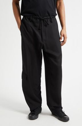 Yohji Yamamoto Drawstring Waist Cargo Pants in Black at Nordstrom, Size 3