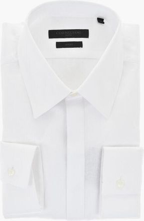 Corneliani CODE Slim Fit Solid-Color Shirt with Concealed Button Placke size 41