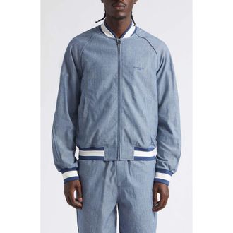 Givenchy Couture Seam Engineer Stripe Cotton Bomber Jacket in White/blue at Nordstrom, Size 48