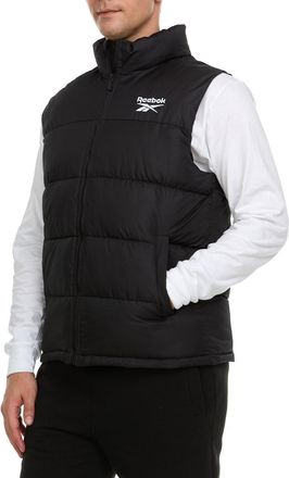 Reebok Mens Puffer Vest for Winter, Lightweight Down Alternative, Mens Outerwear Vests, Winter Vest for Men, Puffy Vest, Black, S