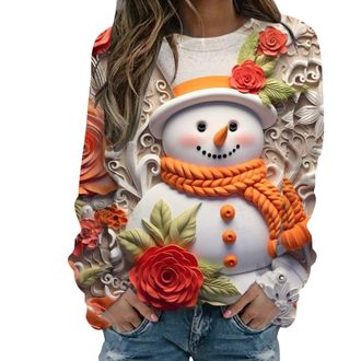 Generic Deals of The Day Sale Prime Sweatshirt for Womens Fashion Christmas Sweatshirt Cute 3D Christmas Pattern Crew Neck Sweatshirt Long Sleeve Oversized Bl