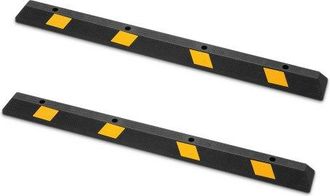 OEM Tope De Estacionamiento, 2 Unidades, 184 X 16 X 11 Cm, Barrera De Estacionamiento De Goma Con Bandas Reflectantes Brillantes, Para Coches, Furgonetas 
