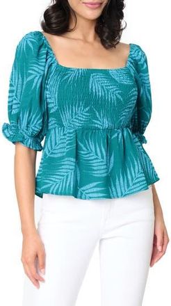 Gibsonlook Sycamore Smocked Top in Palms Tonal Floral at Nordstrom Rack, Size Xx-Large