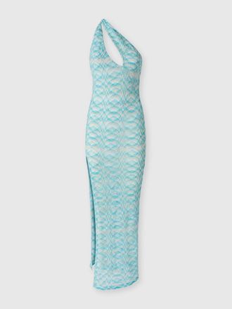 Missoni Asymmetric Cover-up Dress In Shaded Lam&eacute; Viscose in White & Light Blue at Nordstrom, Size 42 It