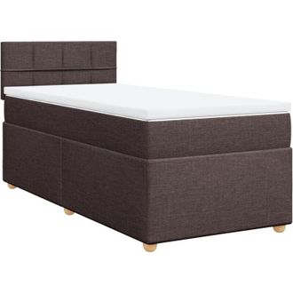 vidaXL Cama Box Spring Con Colch&oacute;n Tela Marr&oacute;n Oscuro 100x200 Cm Vidaxl