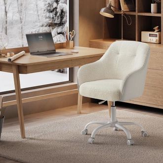 Songmics Ergonomic Swivel Chair with Armrests Height Adjustable Home Study in Light Beige