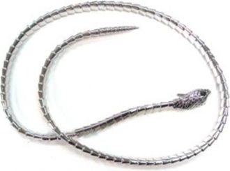 Roberto Cavalli Silver Serpent Chain Belt, Size 44