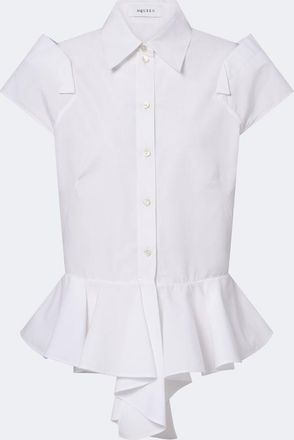Alexander McQueen Peplum cotton poplin shirt